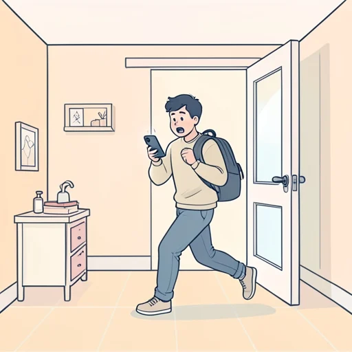 通知が来てから、急いで出かけた - Bildwörterbuch