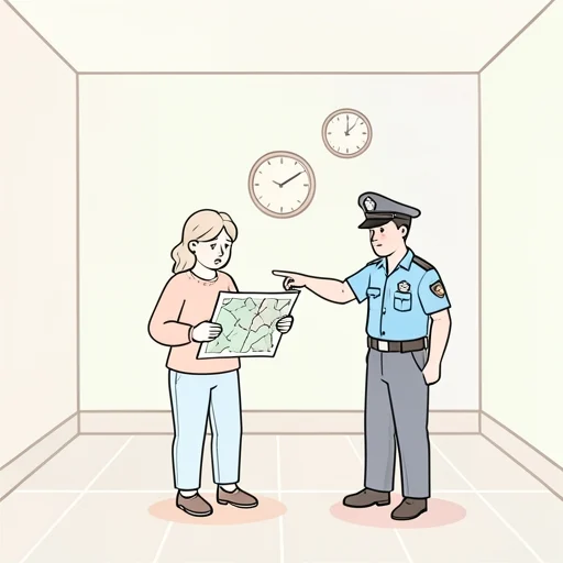 道に迷ったらおまわりさんに聞いてください。 - Bildwörterbuch