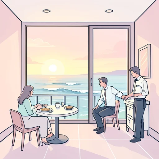 海に臨んだレストランで食事をした - Bildwörterbuch