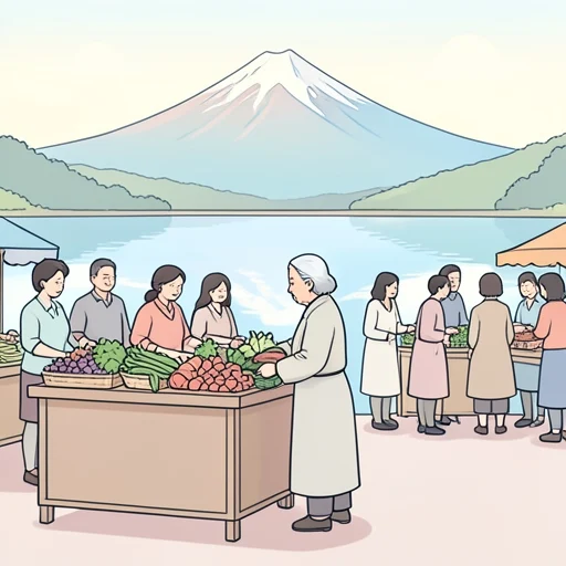 おばさんが市場で野菜を売っています。 - Bildwörterbuch