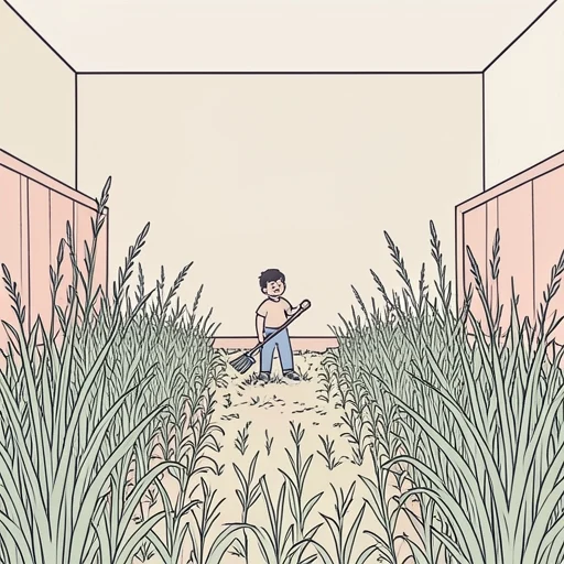 裏庭に雑草が生えすぎて手に負えない - Bildwörterbuch