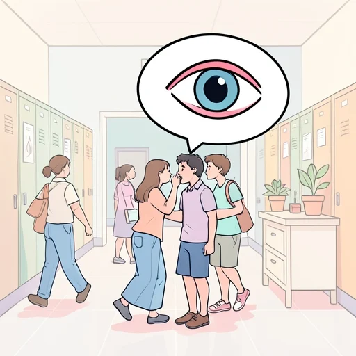 噂が瞬く間に学校中に広まった - Bildwörterbuch