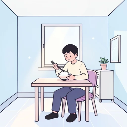私は朝ご飯を食べます。 - Illustrated Dictionary