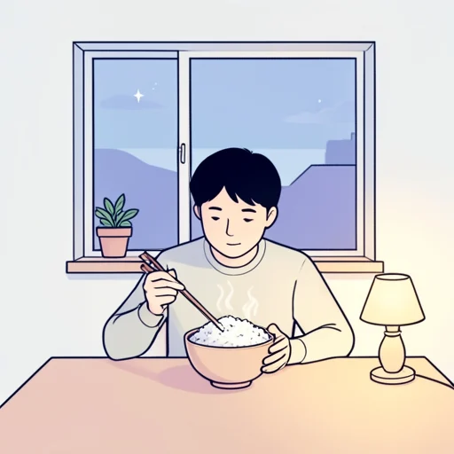 私は晩ご飯を食べます。 - Dizionario illustrato