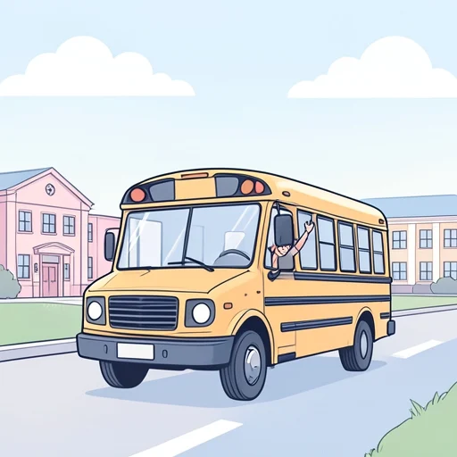 私はバスで学校に行きます。 - Dicionário ilustrado