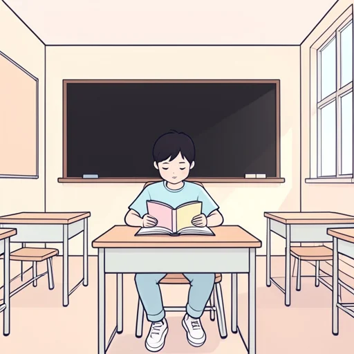 私は学校で勉強します。 - Từ điển minh họa