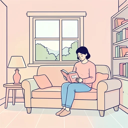 私は本を読みます。 - 그림 사전