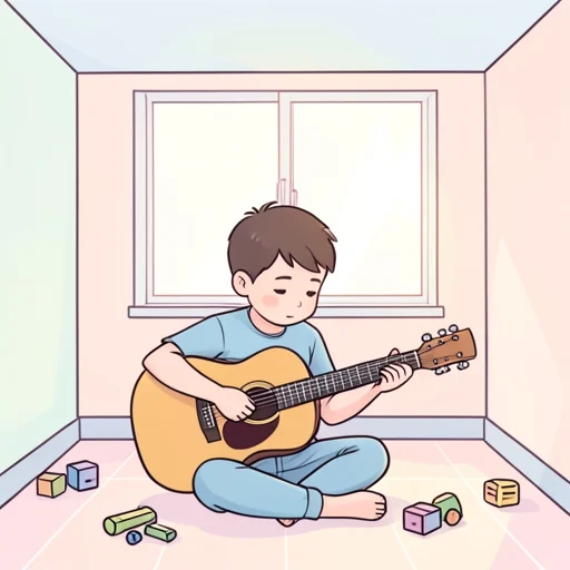 私は子供の頃からギターという楽器を弾いている - Bildwörterbuch