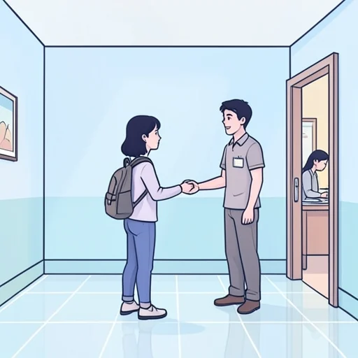 私は毎日先生に会います。 - 그림 사전