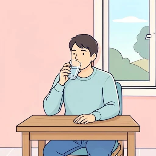 私は水を飲みます。 - イラスト辞典