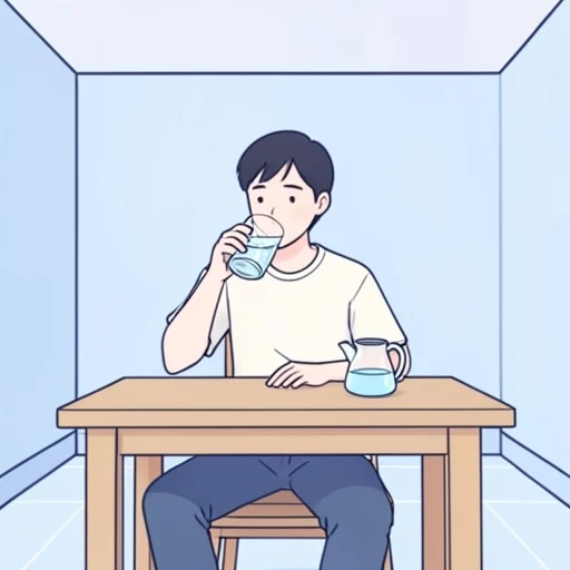 私は水を少しだけ飲みます。 - イラスト辞典