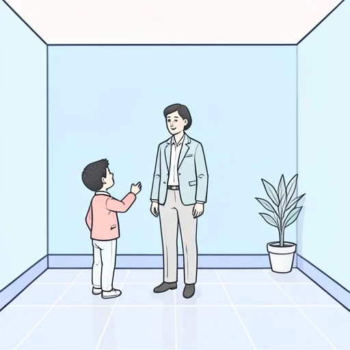 私は先生に会います。 - 그림 사전