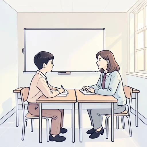 私は先生と話します。 - Dicionário ilustrado