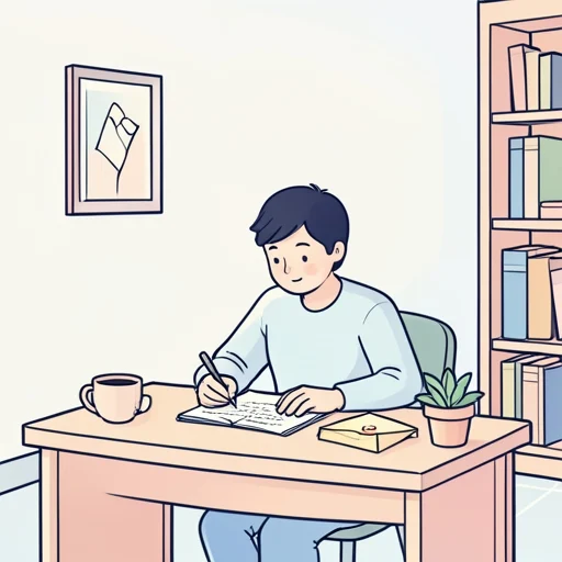 私は友達に手紙を書きます。 - 그림 사전