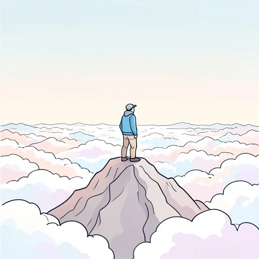 山の頂上に着いた時、雲海が広がってた - Bildwörterbuch