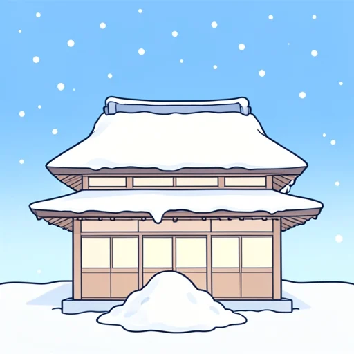 屋根から雪が落ちてきた - Bildwörterbuch
