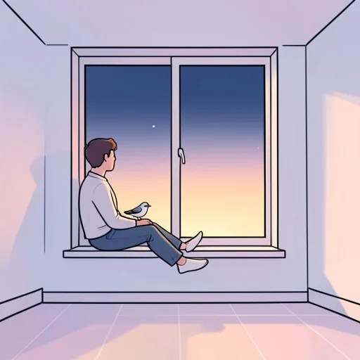 夜明けの空が少しずつ明るくなってきて一日の始まりを感じた - Bildwörterbuch