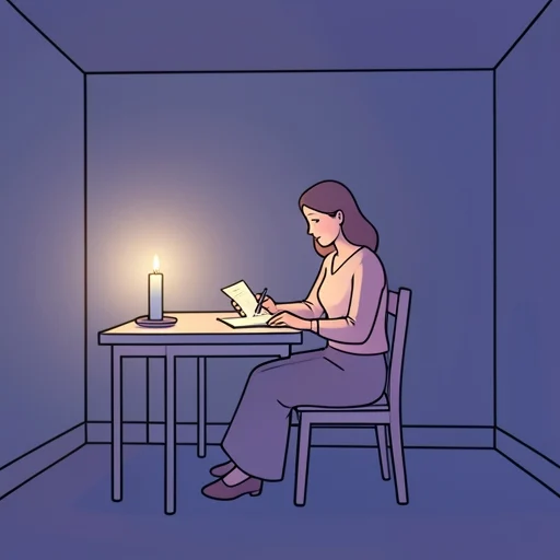 夜中にこっそり起きて彼に手紙を書いているって - Bildwörterbuch