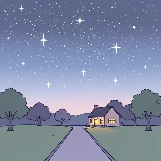 夜空に星が光ってる - Bildwörterbuch