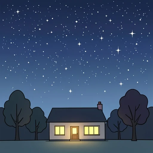夜空に星が輝いている - Bildwörterbuch
