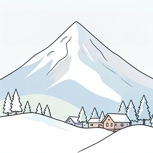 雪が山を覆った - Bildwörterbuch