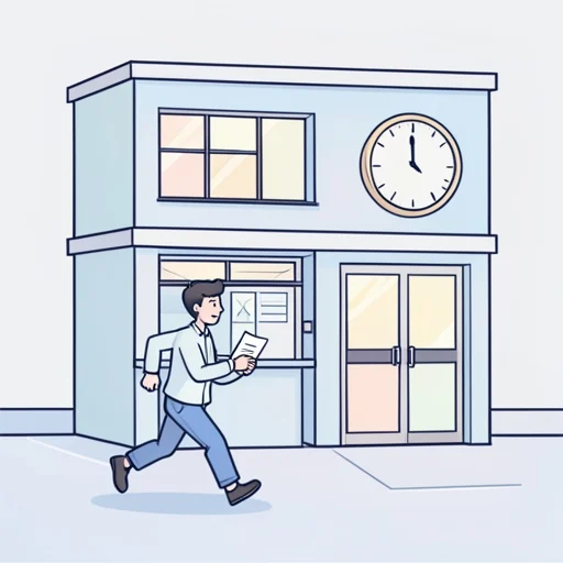 郵便局が閉まる前に、急いで行く - Bildwörterbuch