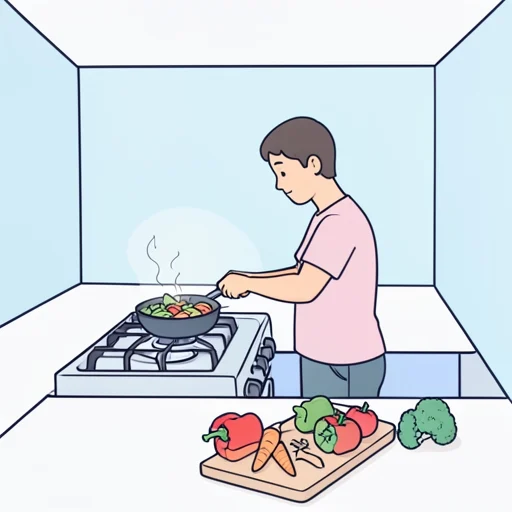夕食に野菜を揚げてみようと思います - Bildwörterbuch