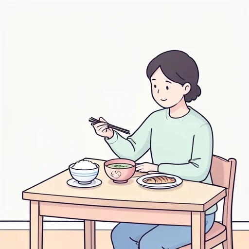朝ご飯を食べます - Illustrated Dictionary