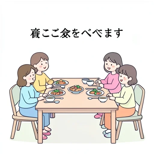 晩ご飯を食べます - Dizionario illustrato