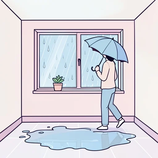 降っている - 그림 사전