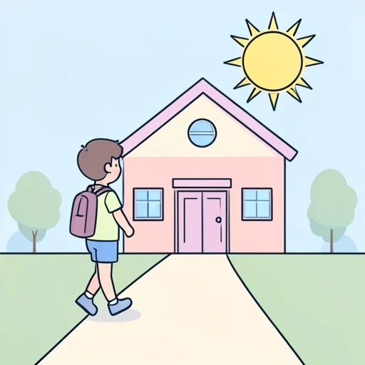 学校まで - Illustrated Dictionary
