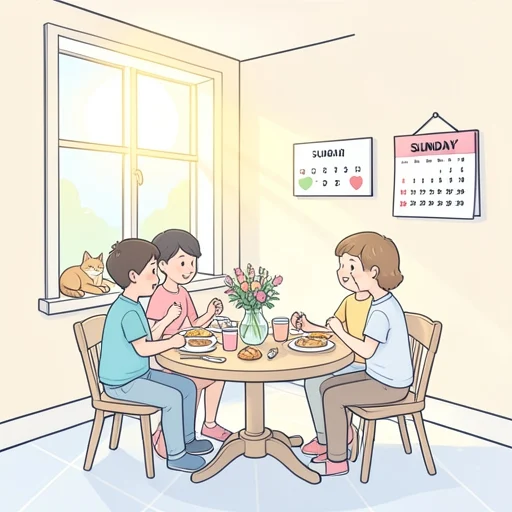 日曜日 - พจนานุกรมภาพ