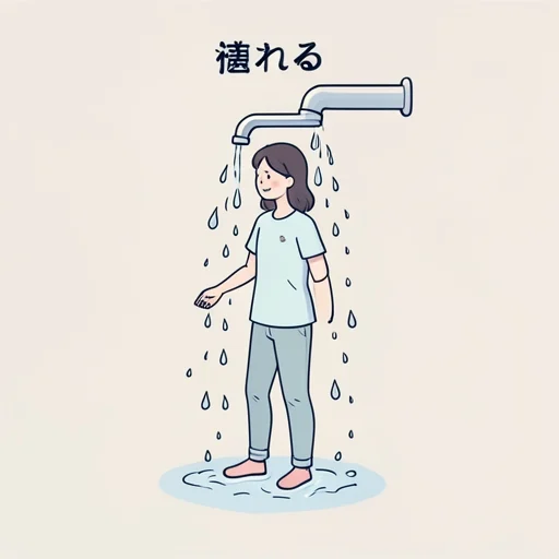 濡れる - 그림 사전
